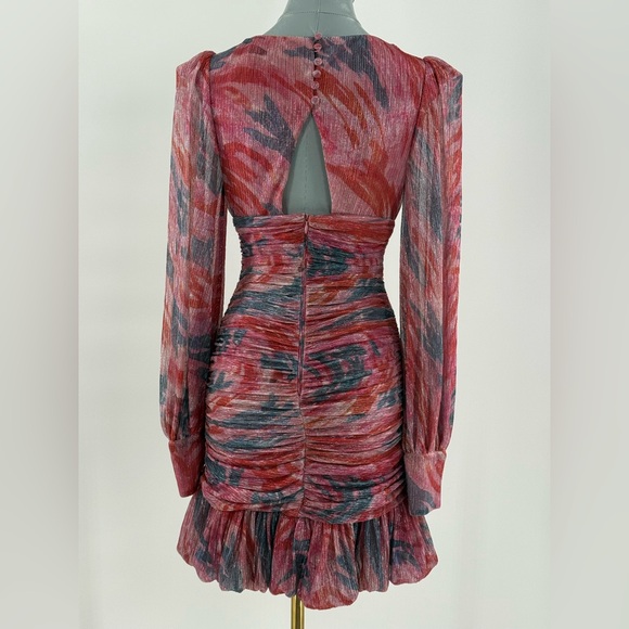 🆕 PATBO 🧿 NWOT Twist Metallic Ruched Mini Dress, Pink - Sz BR 36 US 4 - Picture 8 of 16